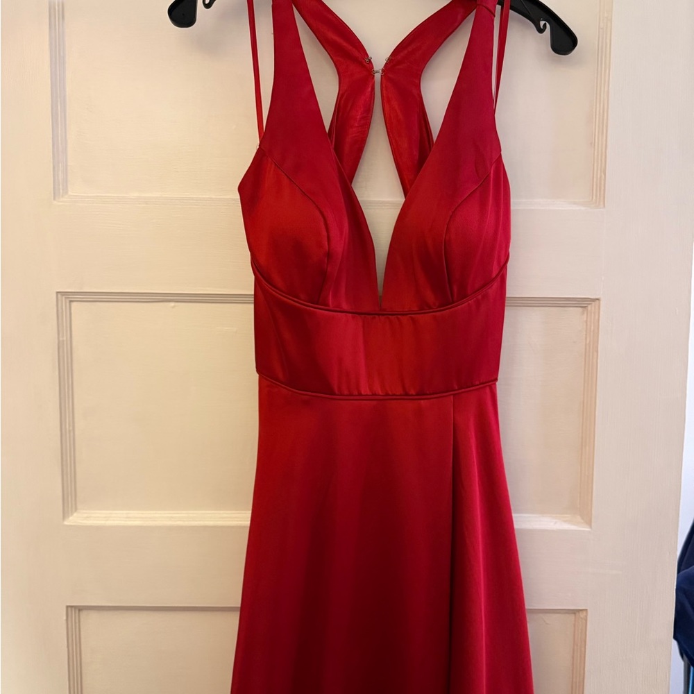 Dave & Johnny Striking Red Backless Dress